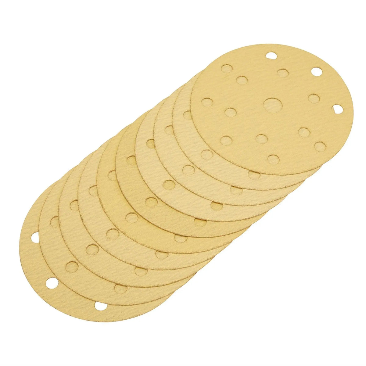 Draper Gold Sanding Discs with Hook & Loop 150mm 120 Grit 15 Dust Extraction Holes (Pack of 10) 08473 White Rose Tools