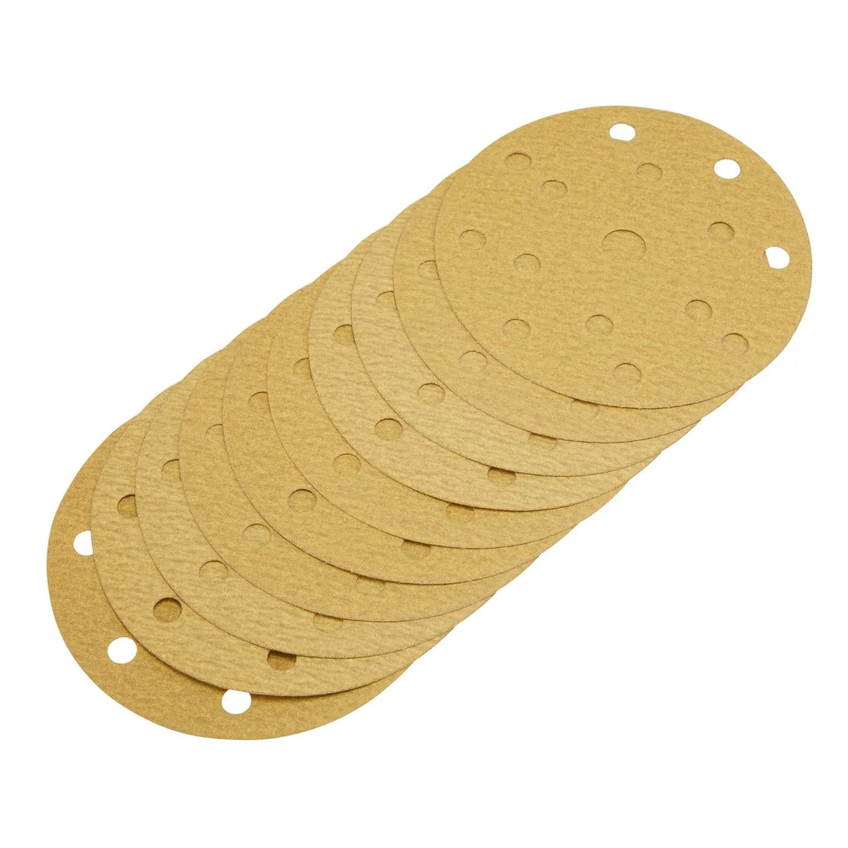 Draper Gold Sanding Discs with Hook & Loop 150mm 180 Grit 15 Dust Extraction Holes (Pack of 10) 08475 White Rose Tools