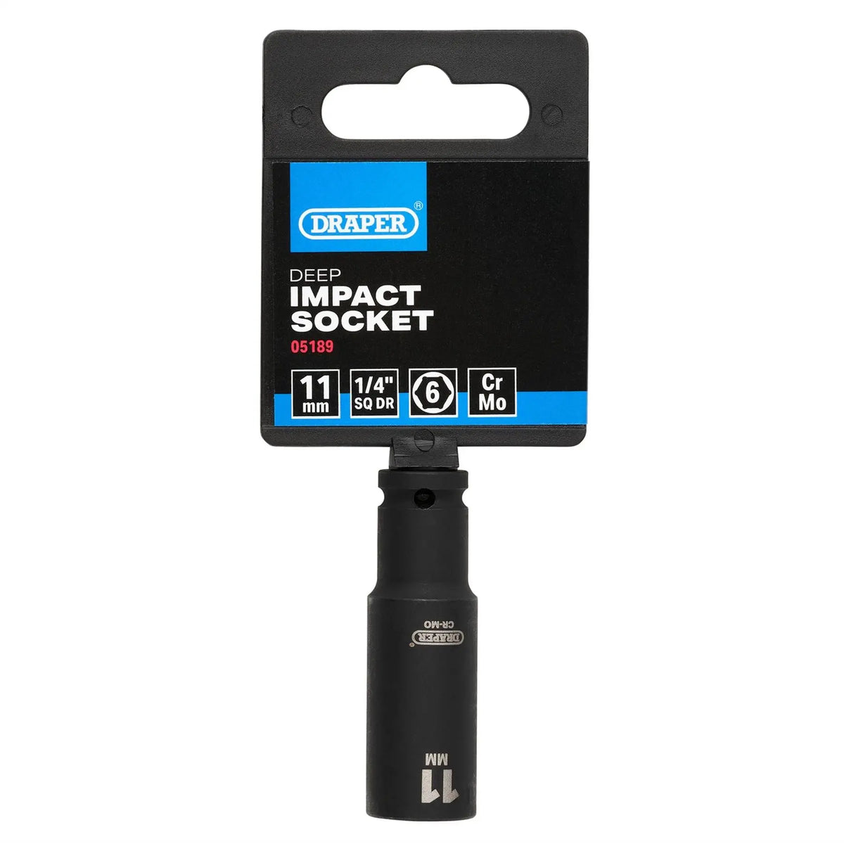 Draper HI-TORQ® 6 Point Deep Impact Socket 1/4" Sq. Dr. 11mm 05189 White Rose Tools