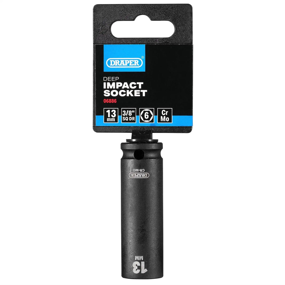 Draper HI-TORQ® 6 Point Deep Impact Socket 3/8" Sq. Dr. 13mm 06886 White Rose Tools