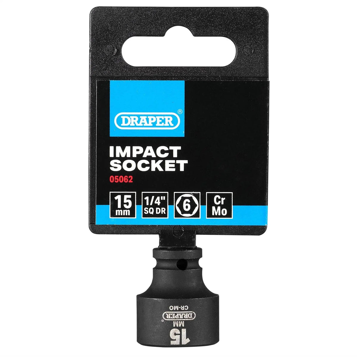 Draper HI-TORQ® 6 Point Impact Socket 1/4" Sq. Dr. 15mm 05062 White Rose Tools