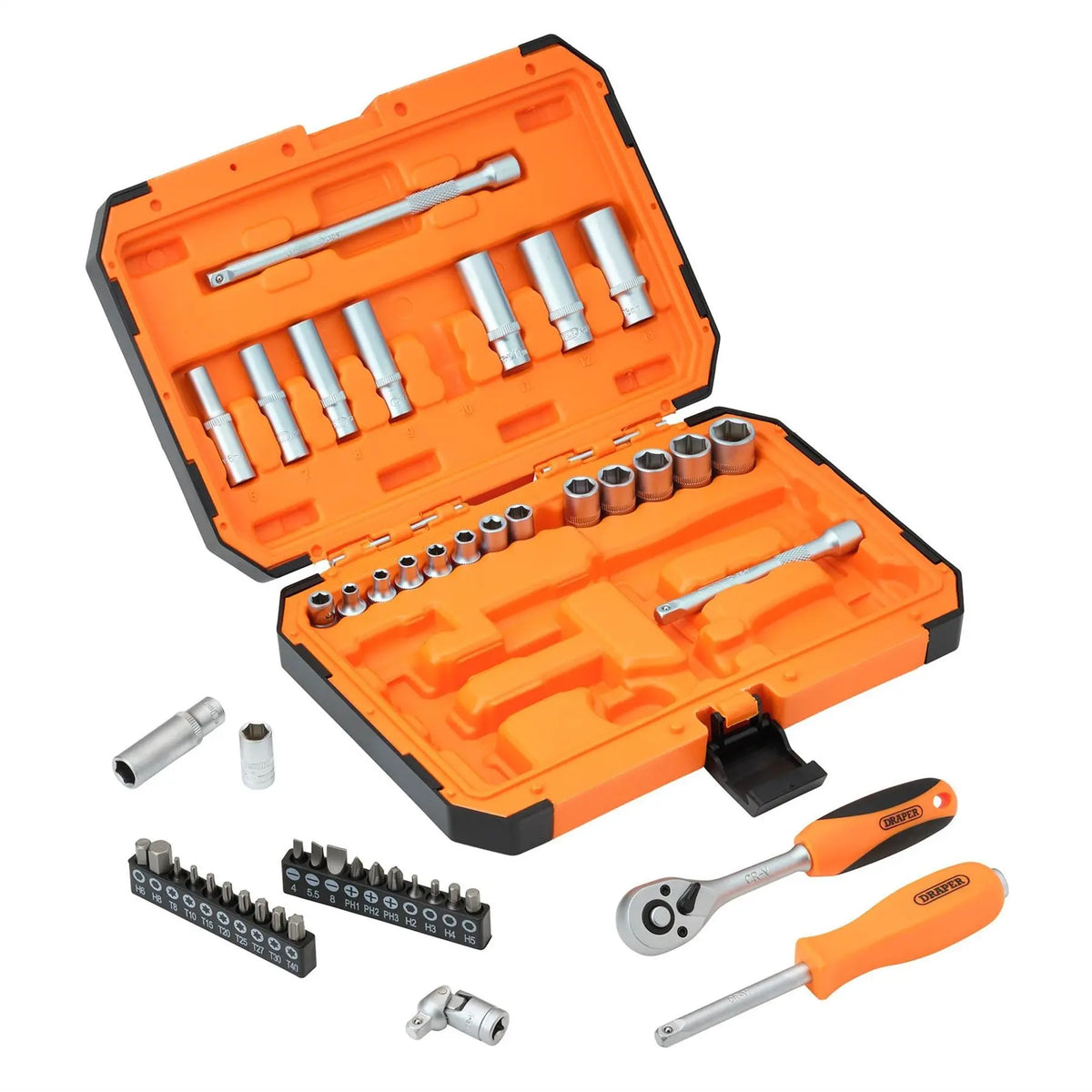 Draper HI-TORQ® 6 Point Socket Set 1/4" (47 Piece) 22109 White Rose Tools