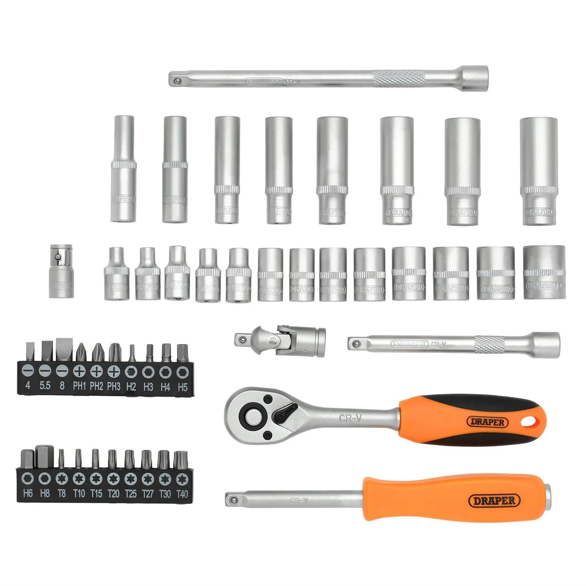 Draper HI-TORQ® 6 Point Socket Set 1/4" (47 Piece) 22109 White Rose Tools