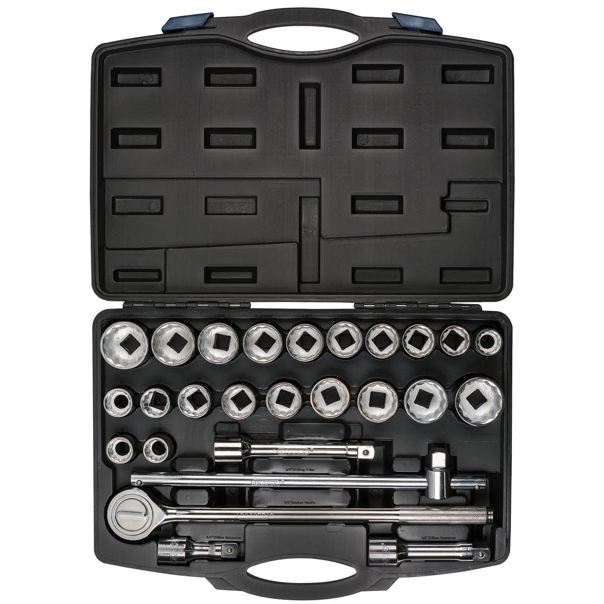 Draper HI-TORQ® Combined MM/AF Socket Set 3/4" Sq. Dr. Black (26 Piece) 48329 White Rose Tools