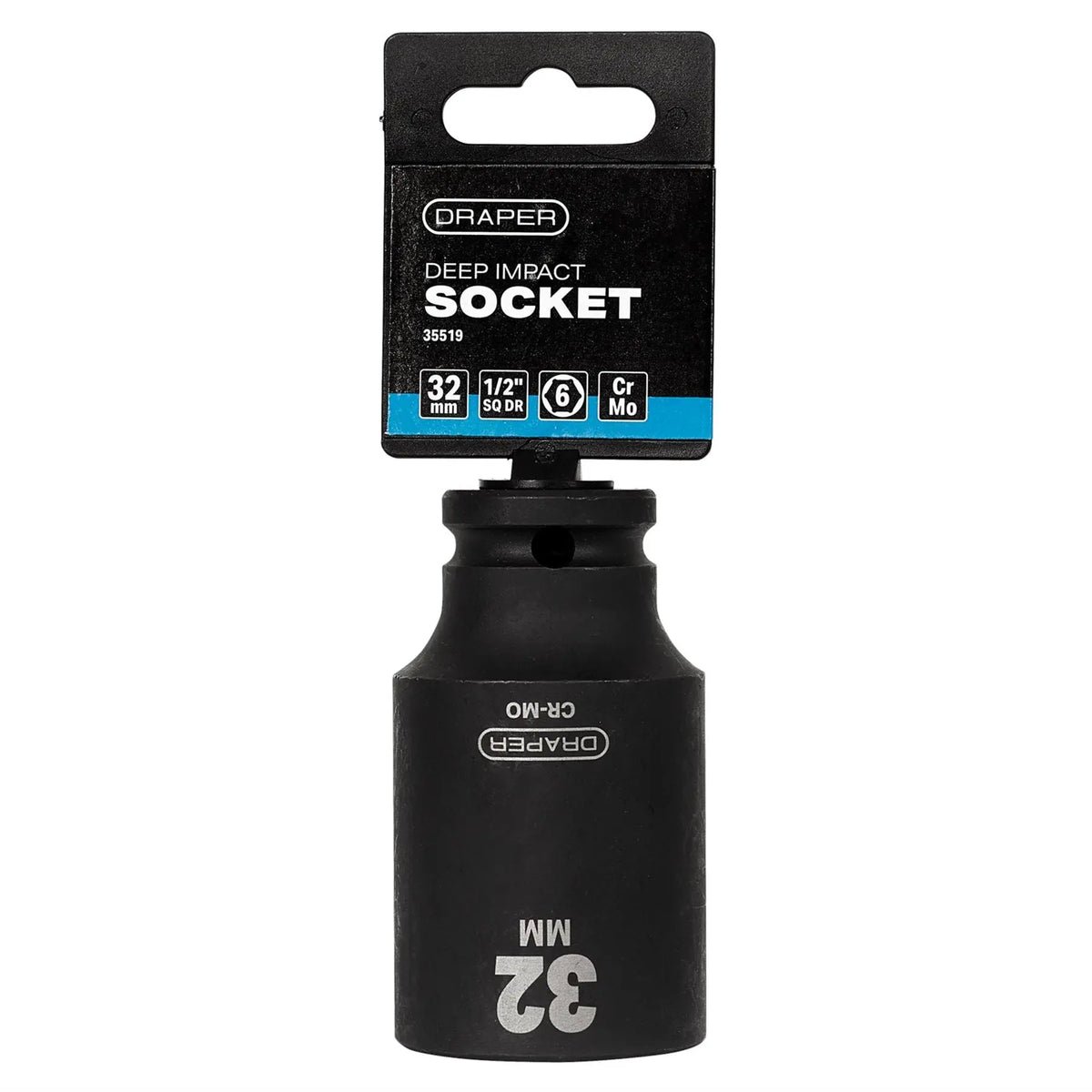 Draper HI-TORQ® Deep Impact Socket 1/2" Sq. Dr. 32mm 35519 White Rose Tools