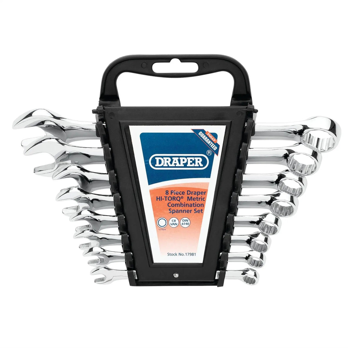 Draper HI-TORQ® Metric Combination Spanner Set 8-19mm (8 Piece) 17981 White Rose Tools