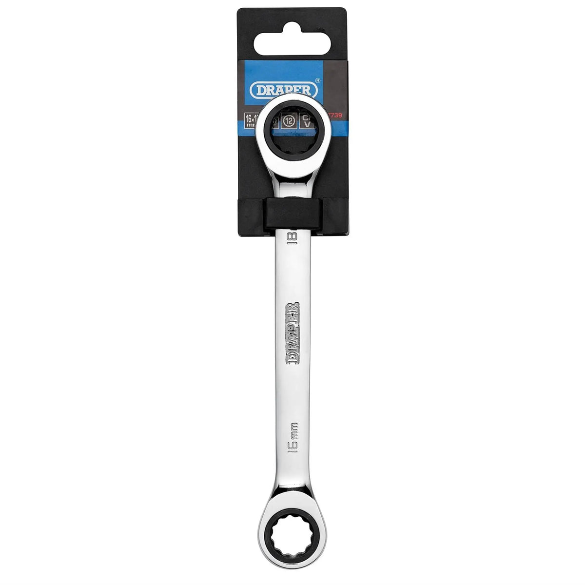 Draper HI-TORQ® Metric Double Ratchet Ring Spanner 16 x 18mm 27739 White Rose Tools
