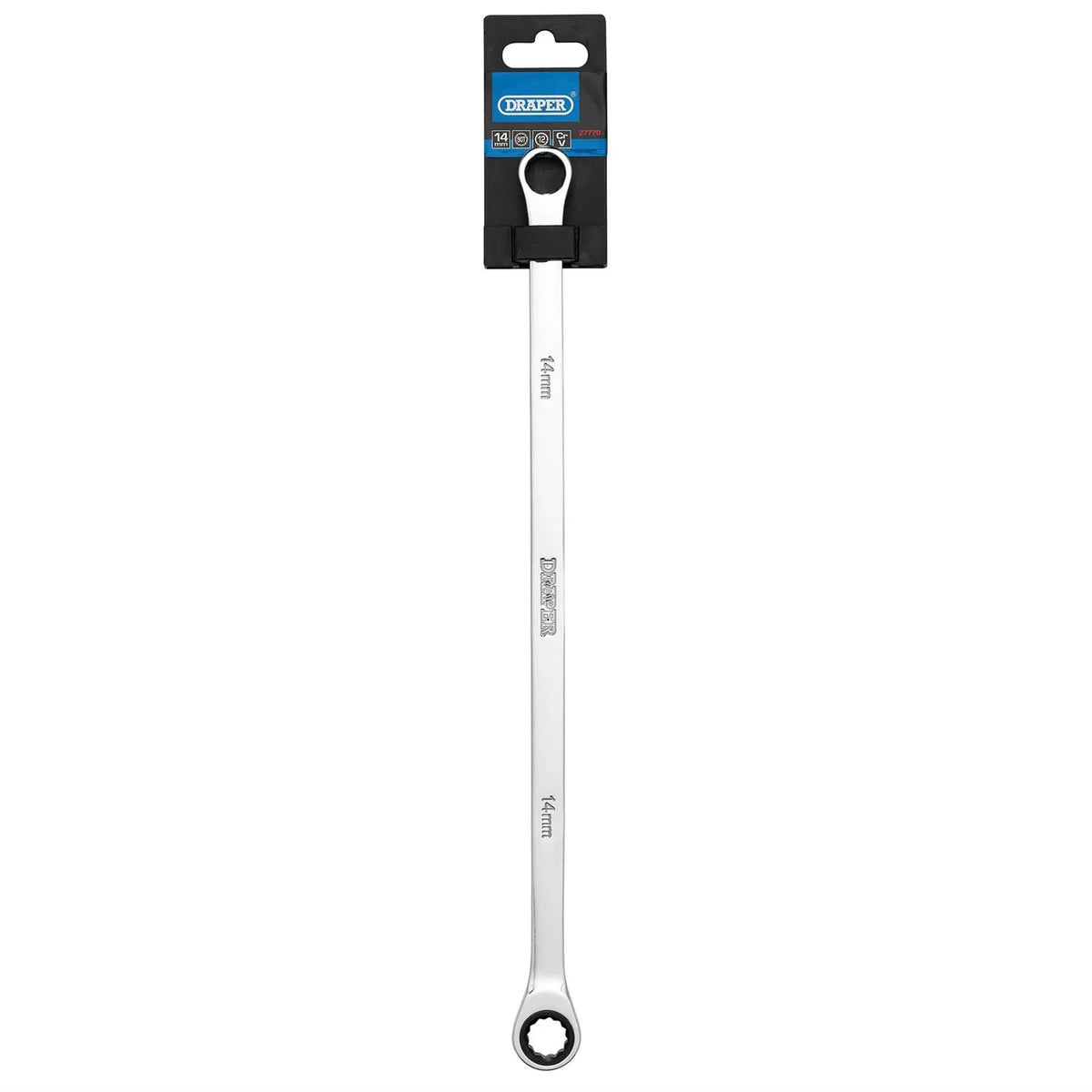 Draper HI-TORQ® Metric Extra-Long Double Ring Ratchet Spanner 14mm 27770 White Rose Tools