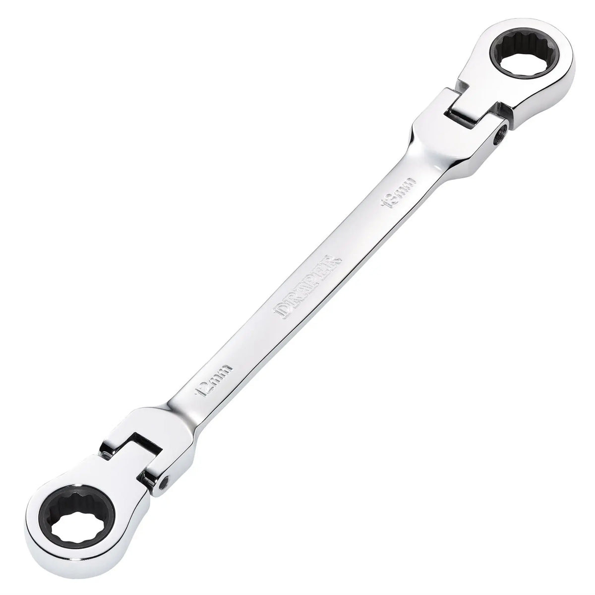 Draper HI-TORQ® Metric Flexible Head Double Ring Ratchet Spanner 12 x 13mm 27746 White Rose Tools