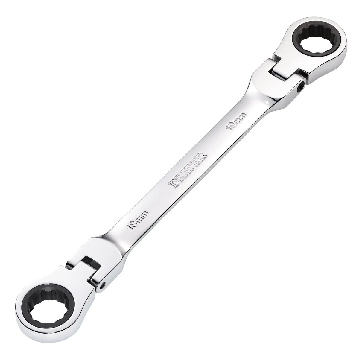 Draper HI-TORQ® Metric Flexible Head Double Ring Ratchet Spanner 18 x 19mm 27759 White Rose Tools