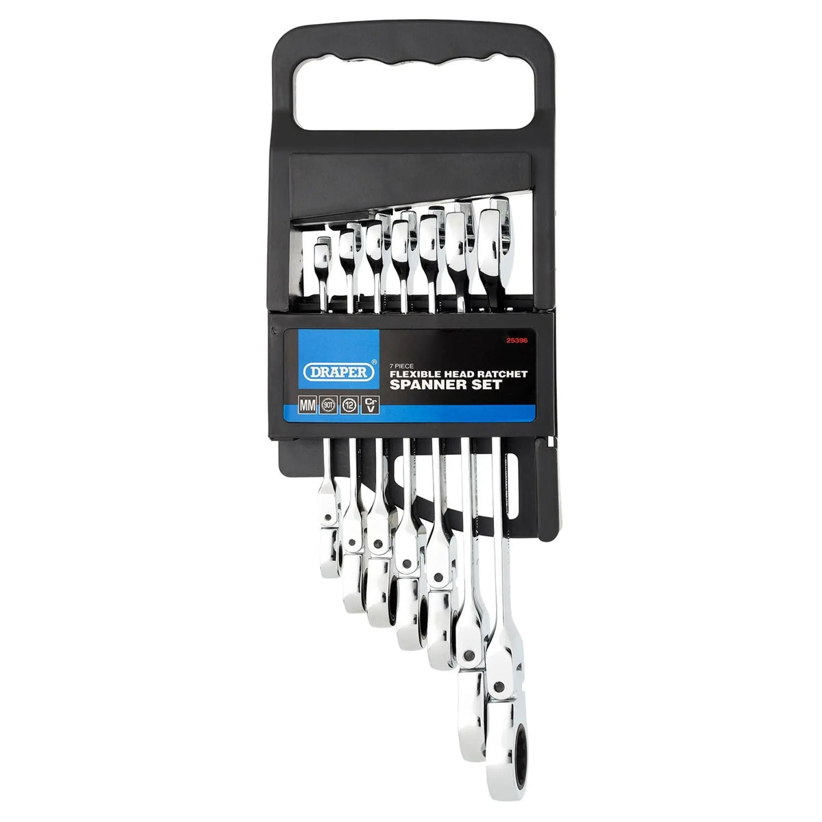 Draper HI-TORQ® Metric Flexible Head Ratcheting Combination Spanner Set (7 Piece) 25396 White Rose Tools