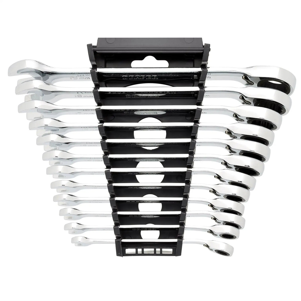 Draper HI-TORQ® Metric Reversible Ratchet Combination Spanner Set (12 Piece) 27692 White Rose Tools