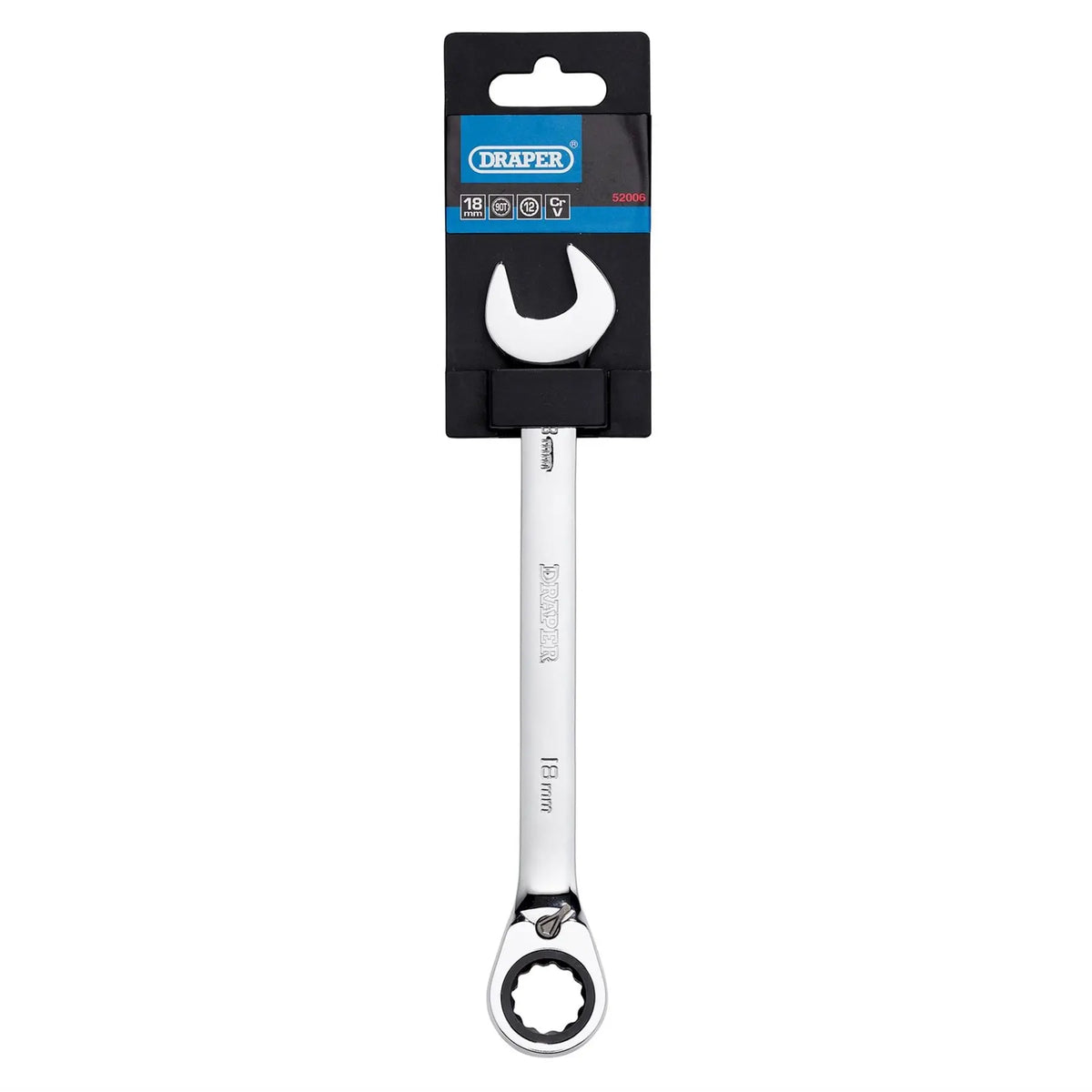 Draper HI-TORQ® Metric Reversible Ratcheting Combination Spanner 18mm 52006 White Rose Tools