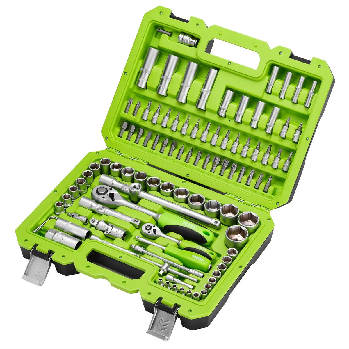Draper HI-TORQ® Metric Socket Set 1/4” and 1/2” Sq. Dr. (100 Piece) 55318 White Rose Tools