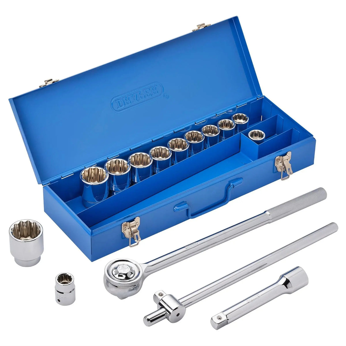 Draper HI-TORQ® Metric Socket Set in Metal Case 3/4" Sq. Dr. (15 Piece) 16440 White Rose Tools
