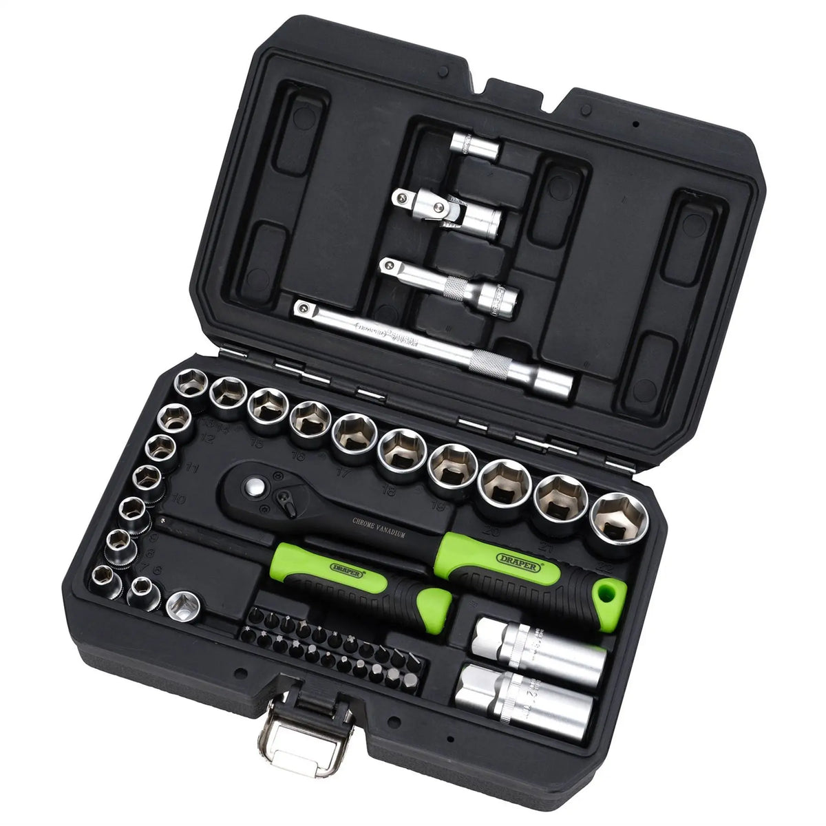 Draper HI-TORQ® Metric Socket and Bit Set 1/4" and 3/8" Sq. Dr. (48 Piece) 24235 White Rose Tools