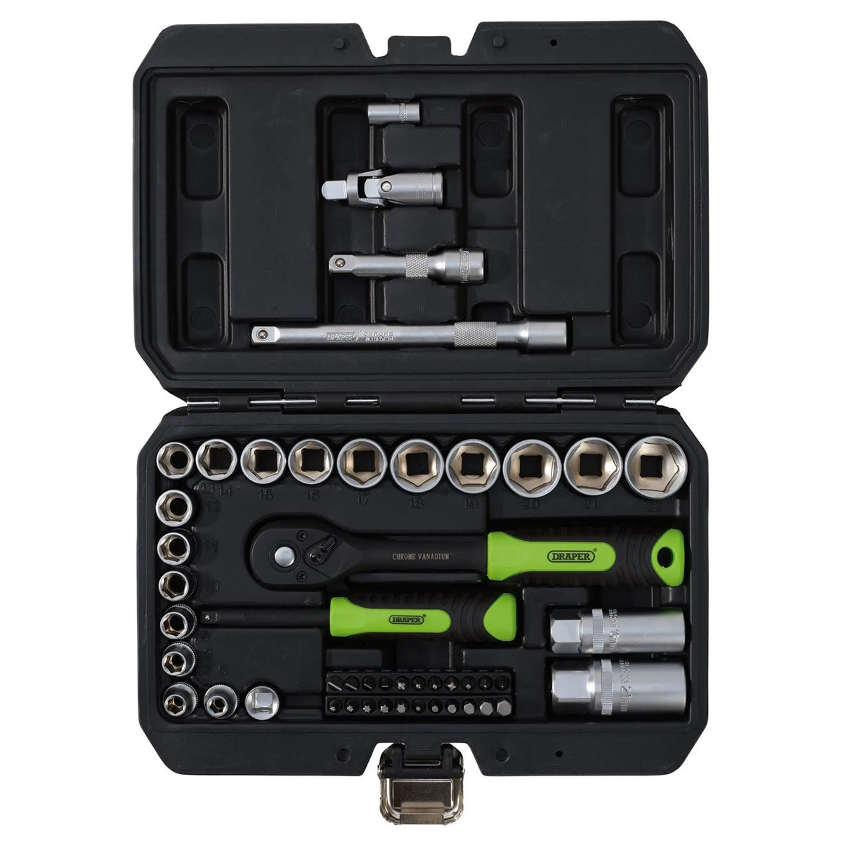 Draper HI-TORQ® Metric Socket and Bit Set 1/4" and 3/8" Sq. Dr. (48 Piece) 24235 White Rose Tools