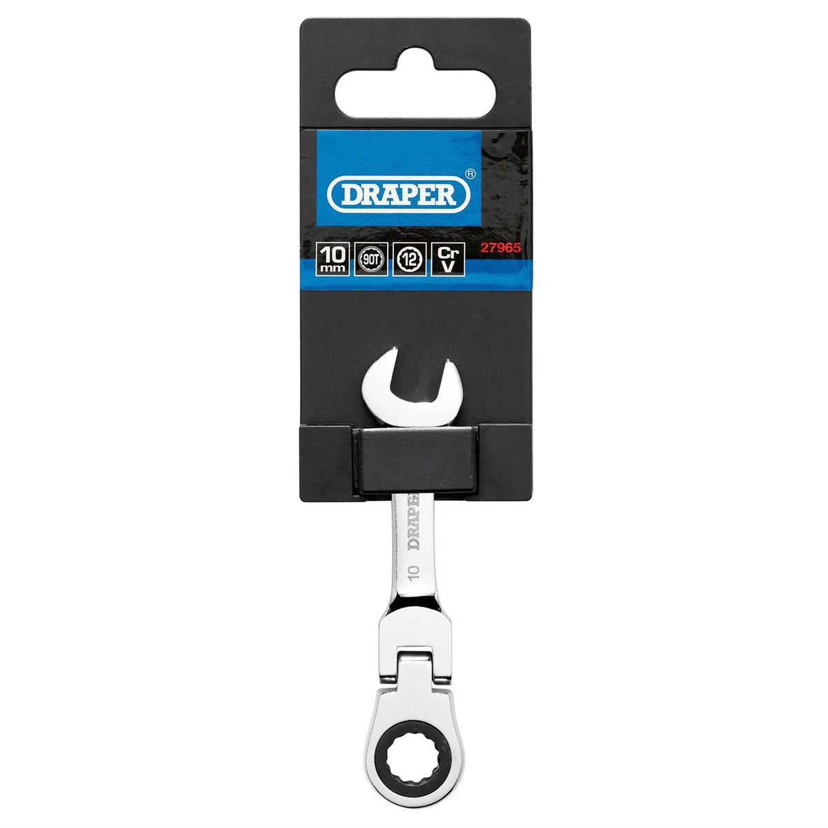 Draper HI-TORQ® Metric Stubby Flexible Head Ratchet Combination Spanner 10mm 27965 White Rose Tools