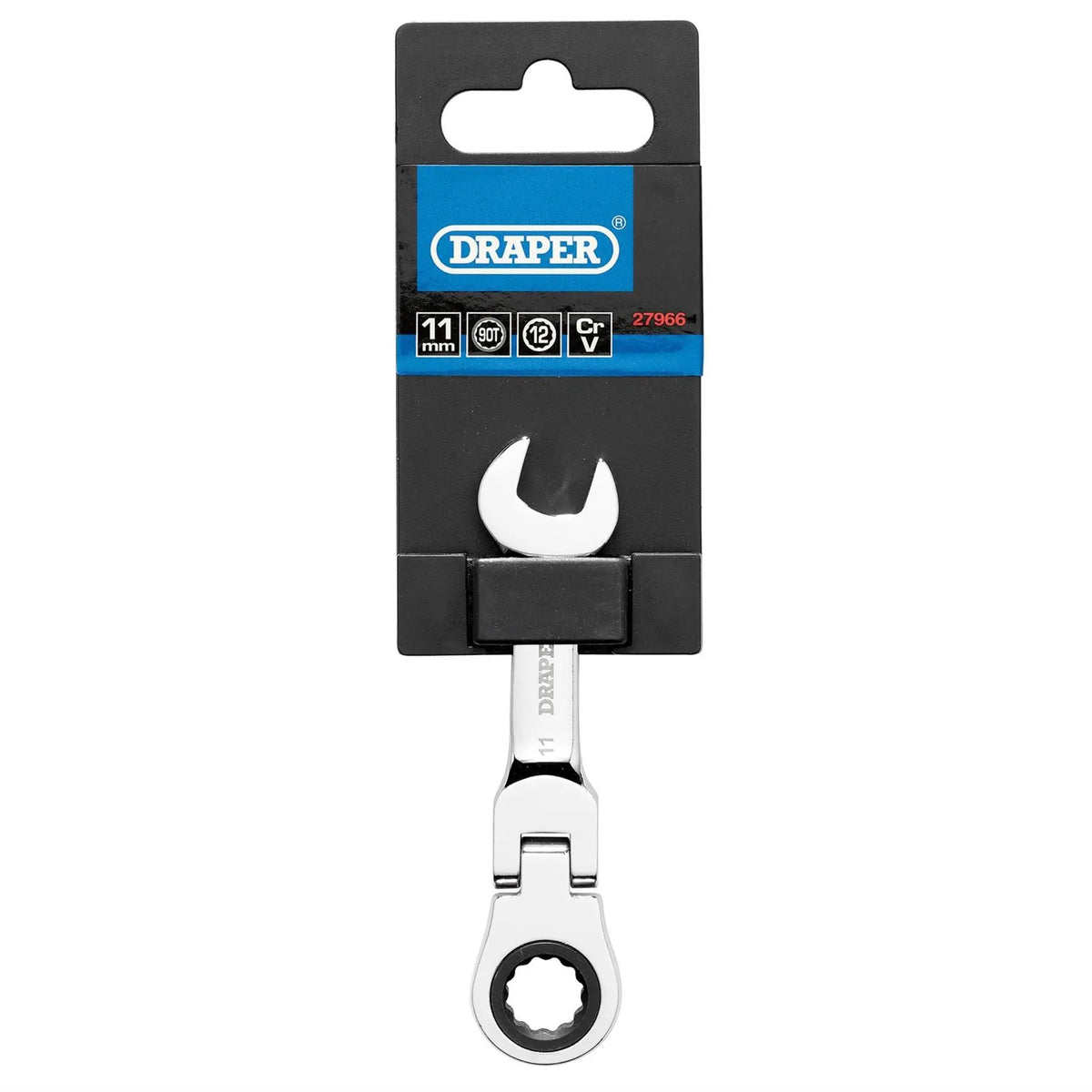 Draper HI-TORQ® Metric Stubby Flexible Head Ratchet Combination Spanner 11mm 27966 White Rose Tools