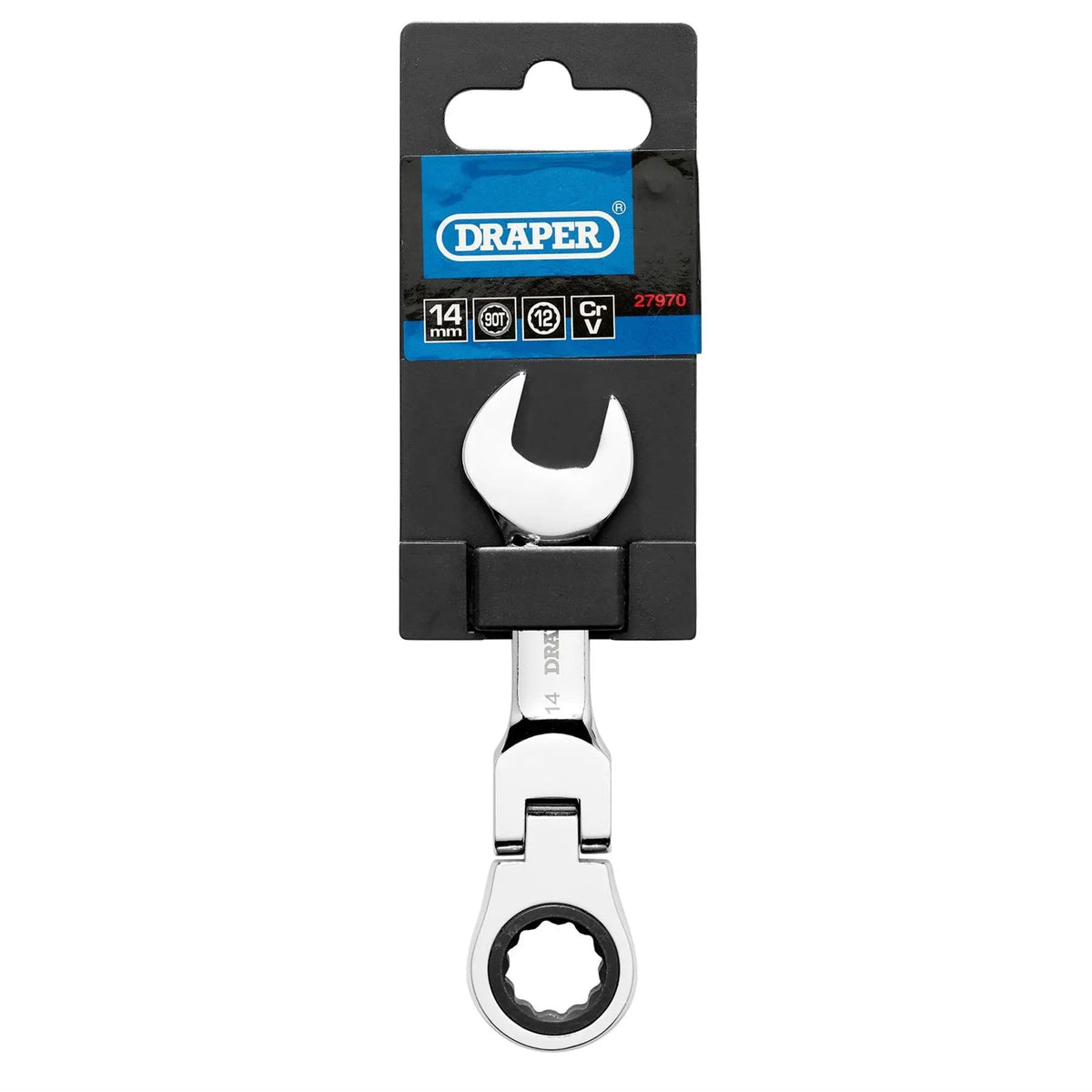 Draper HI-TORQ® Metric Stubby Flexible Head Ratchet Combination Spanner 14mm 27970 White Rose Tools