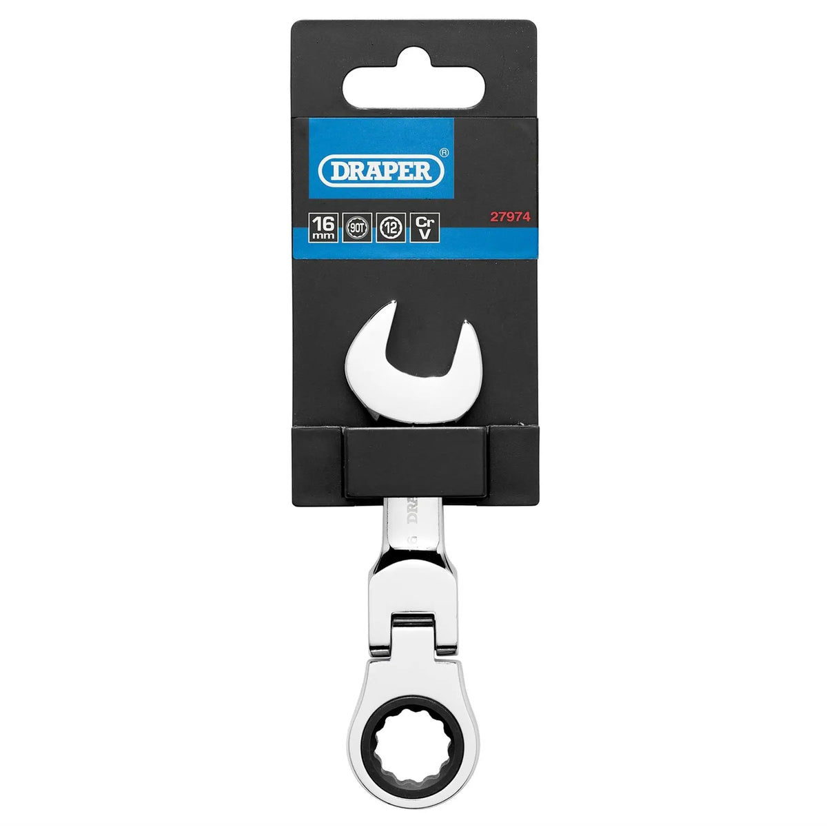 Draper HI-TORQ® Metric Stubby Flexible Head Ratchet Combination Spanner 16mm 27974 White Rose Tools