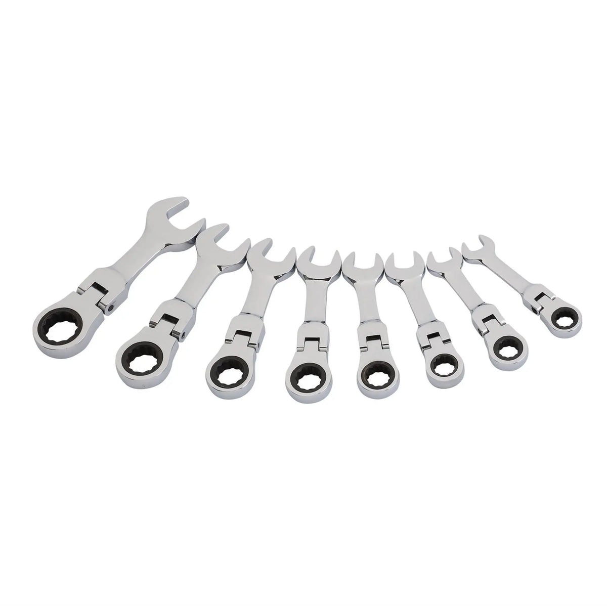 Draper HI-TORQ® Metric Stubby Flexible Head Ratchet Combination Spanner Set 10 - 19mm (8 Piece) 27982 White Rose Tools