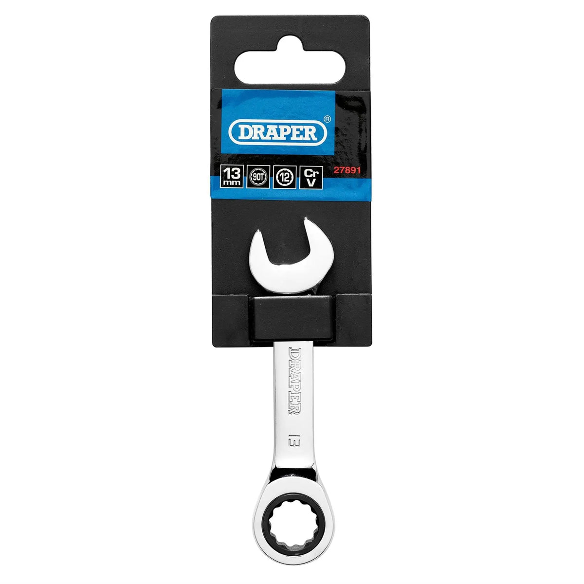 Draper HI-TORQ® Metric Stubby Ratchet Combination Spanner 13mm 27891 White Rose Tools