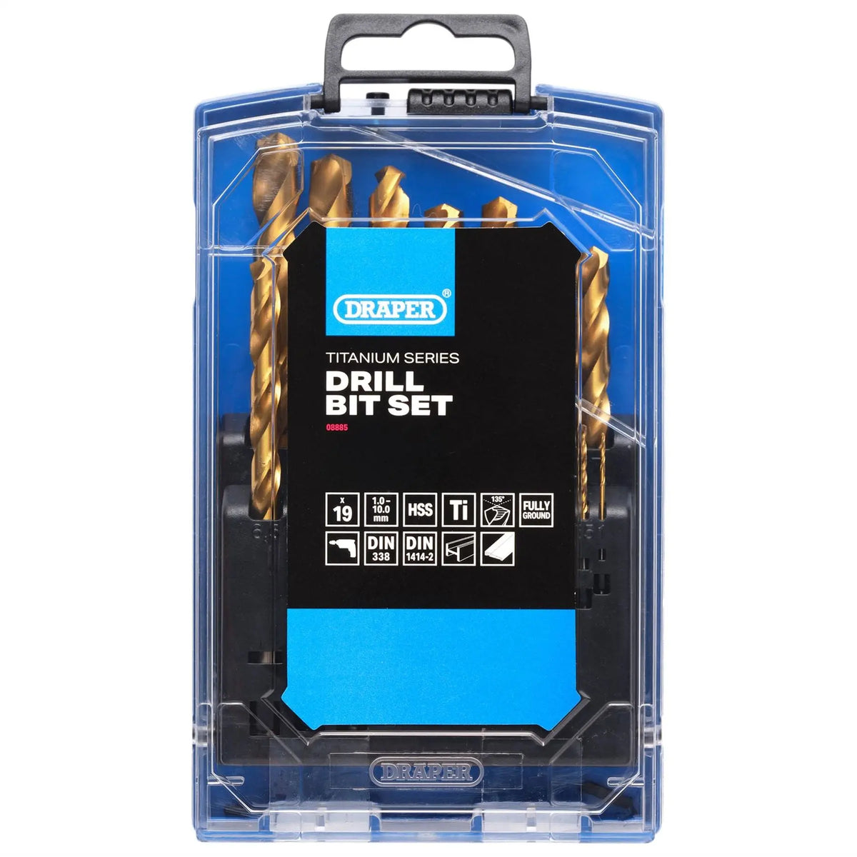 Draper HSS Titanium Nitride Coated Drill Bit Set (19 Piece) 08885 White Rose Tools