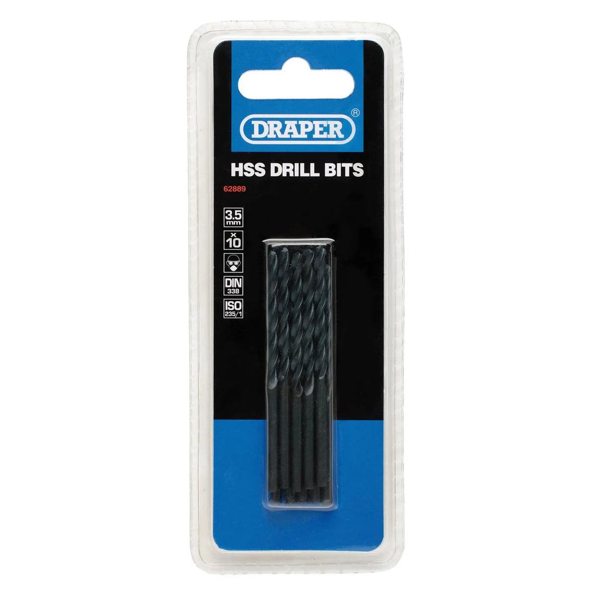Draper HSS Twist Drill Bits 3.5 x 70mm (Pack of 10) 62889 White Rose Tools