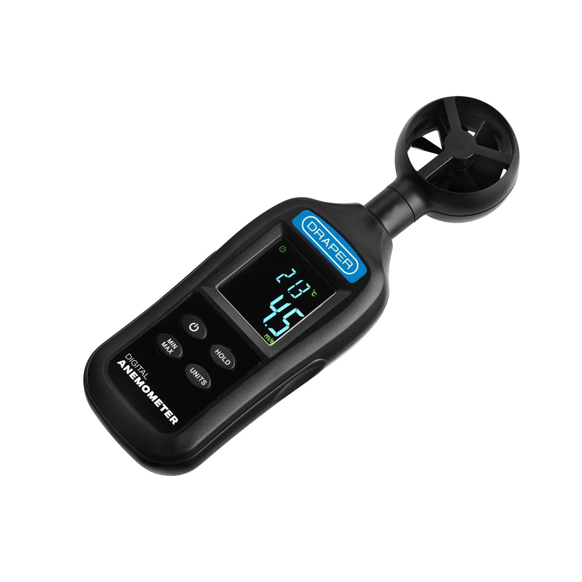 Draper Handheld Digital Anemometer - Wind Speed and Temperature Meter 0.4-30m/s and -20 to +70°C 12445 White Rose Tools