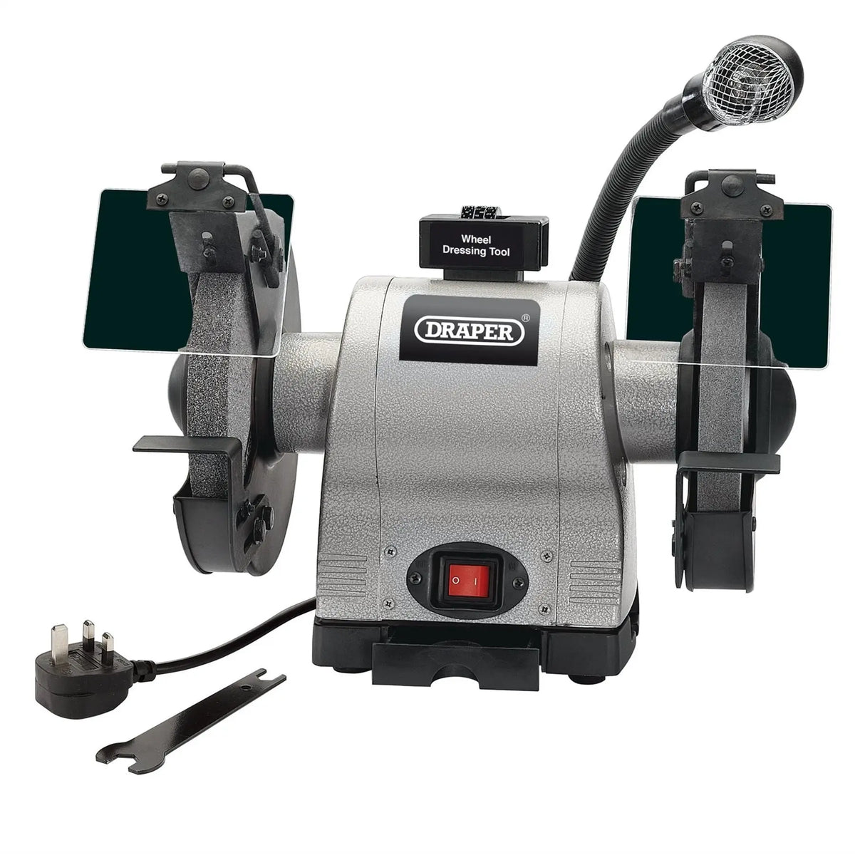 Draper Heavy Duty Bench Grinder with Work light 200mm 550W 05097 White Rose Tools