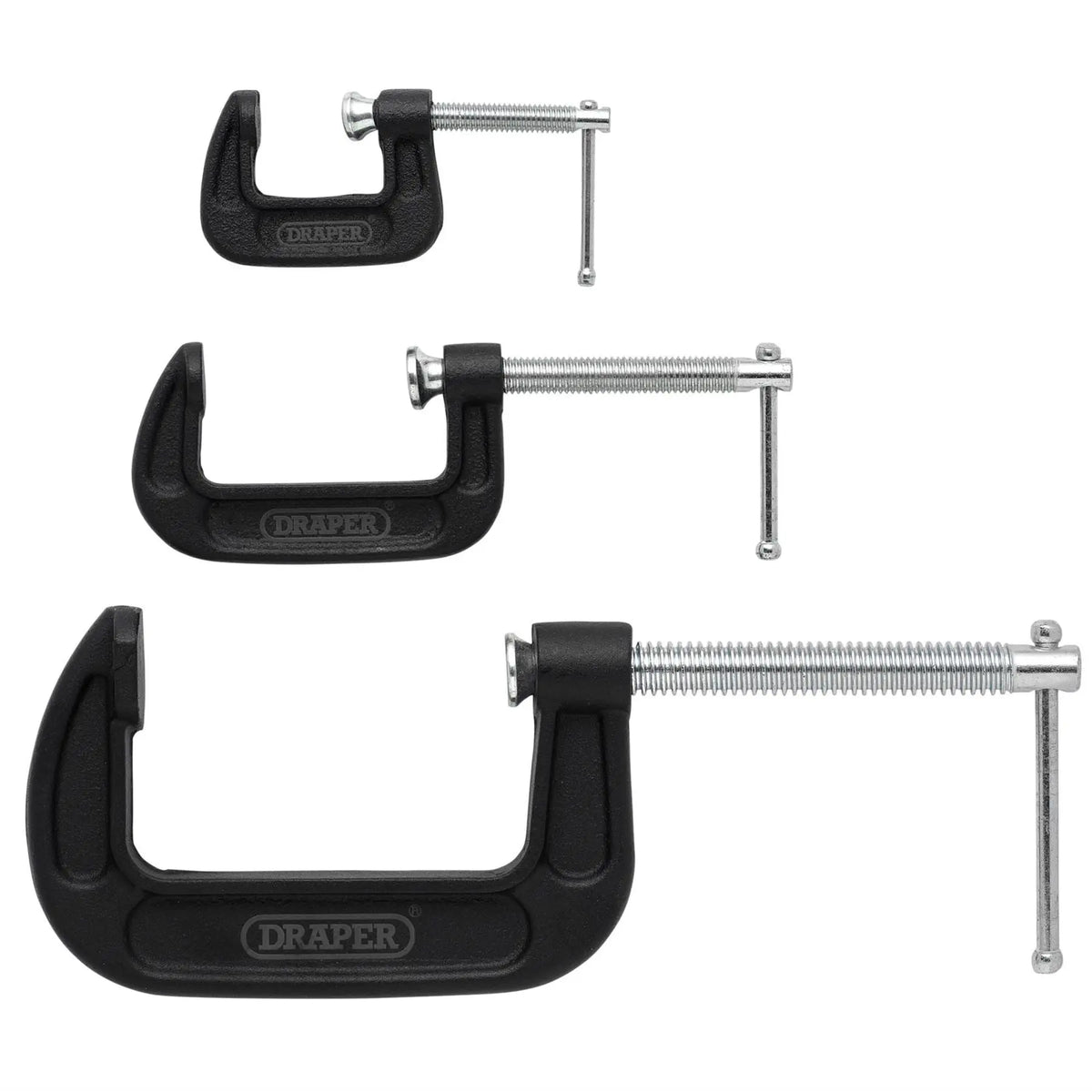 Draper Heavy Duty G-Clamp Set (3 Piece) 18989 White Rose Tools