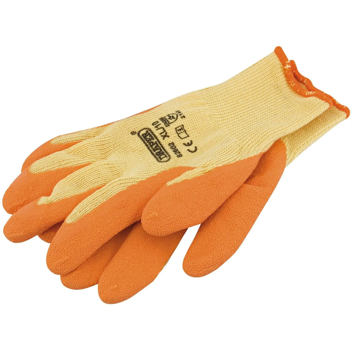 Draper Heavy Duty Latex Coated Work Gloves Extra Large Orange 82602 White Rose Tools