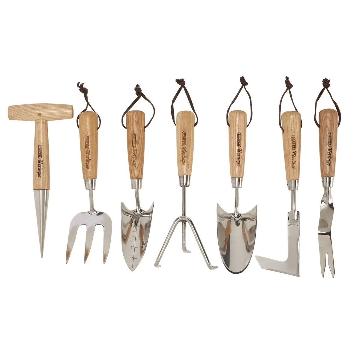 Draper Heritage Stainless Steel Garden Tool Set with Ash Handles (7 Piece) 09000 White Rose Tools