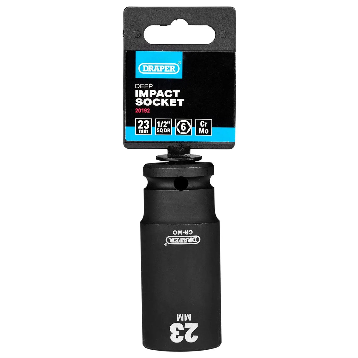 Draper Hi-TORQ® Deep Impact Socket 1/2" Sq. Dr. 23mm 20192 White Rose Tools
