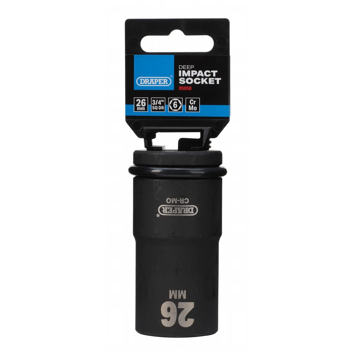 Draper Hi-TORQ® Deep Impact Socket 3/4" Sq. Dr. 26mm 05058 White Rose Tools