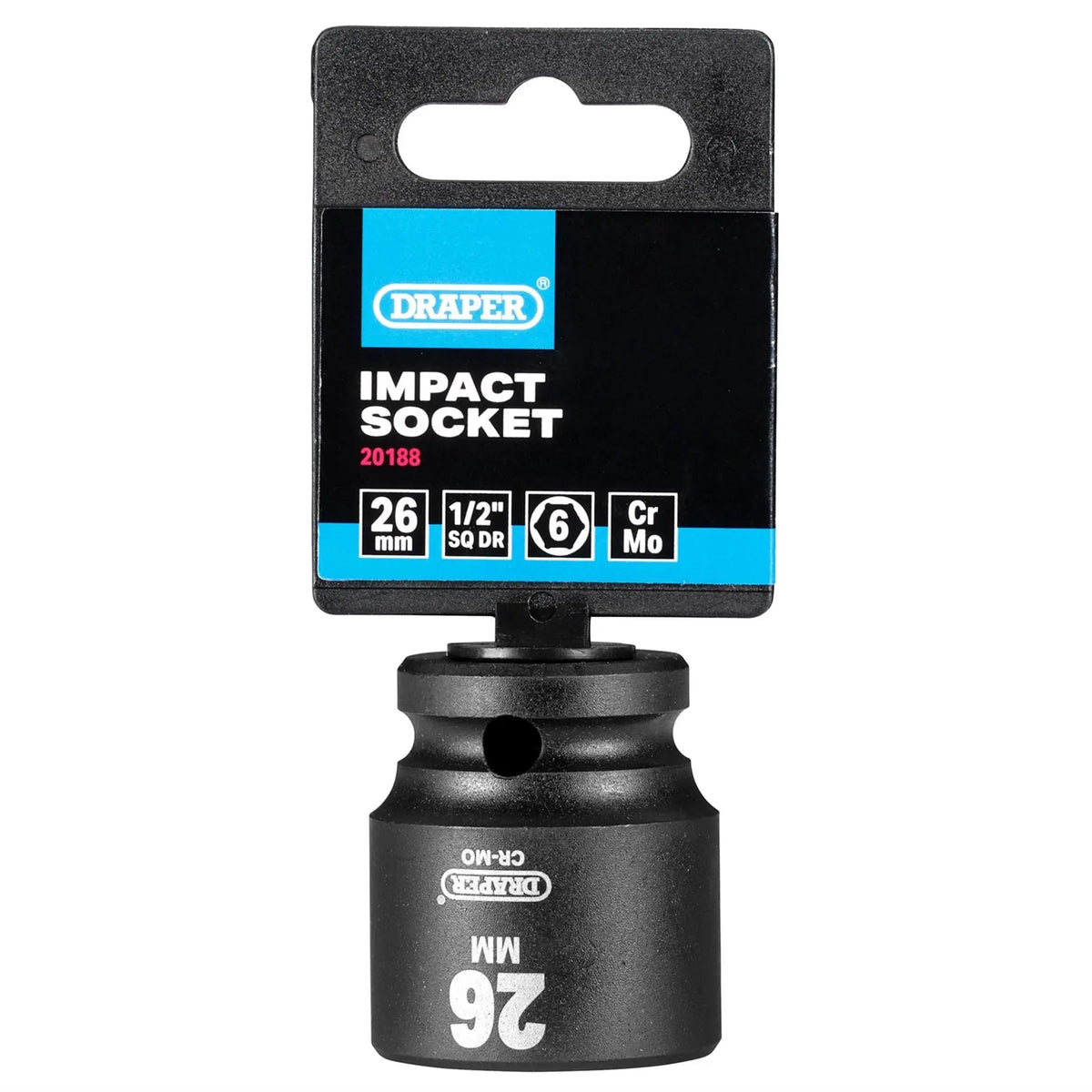 Draper Hi-TORQ® Impact Socket 1/2" Sq. Dr. 26mm 20188 White Rose Tools