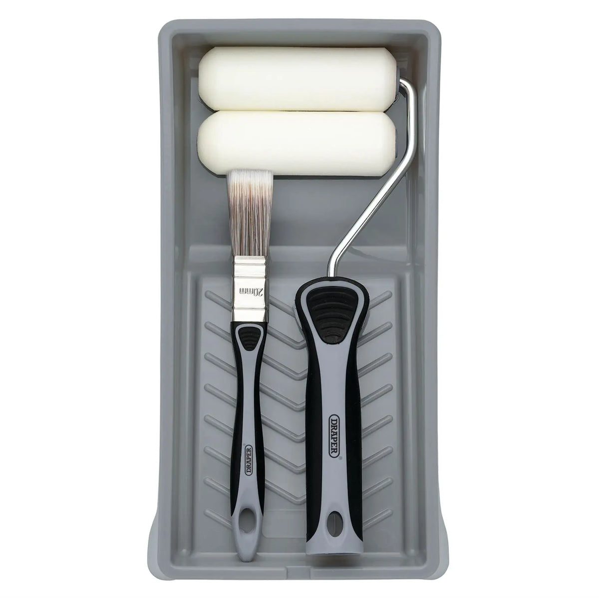 Draper High-Density Foam Paint Roller and Brush Set with Soft Grip (5 Piece) 20797 White Rose Tools