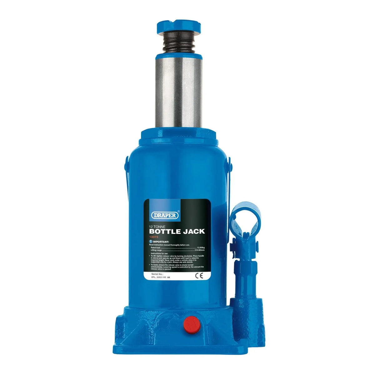 Draper Hydraulic Bottle Jack 12 Tonne 13073 White Rose Tools