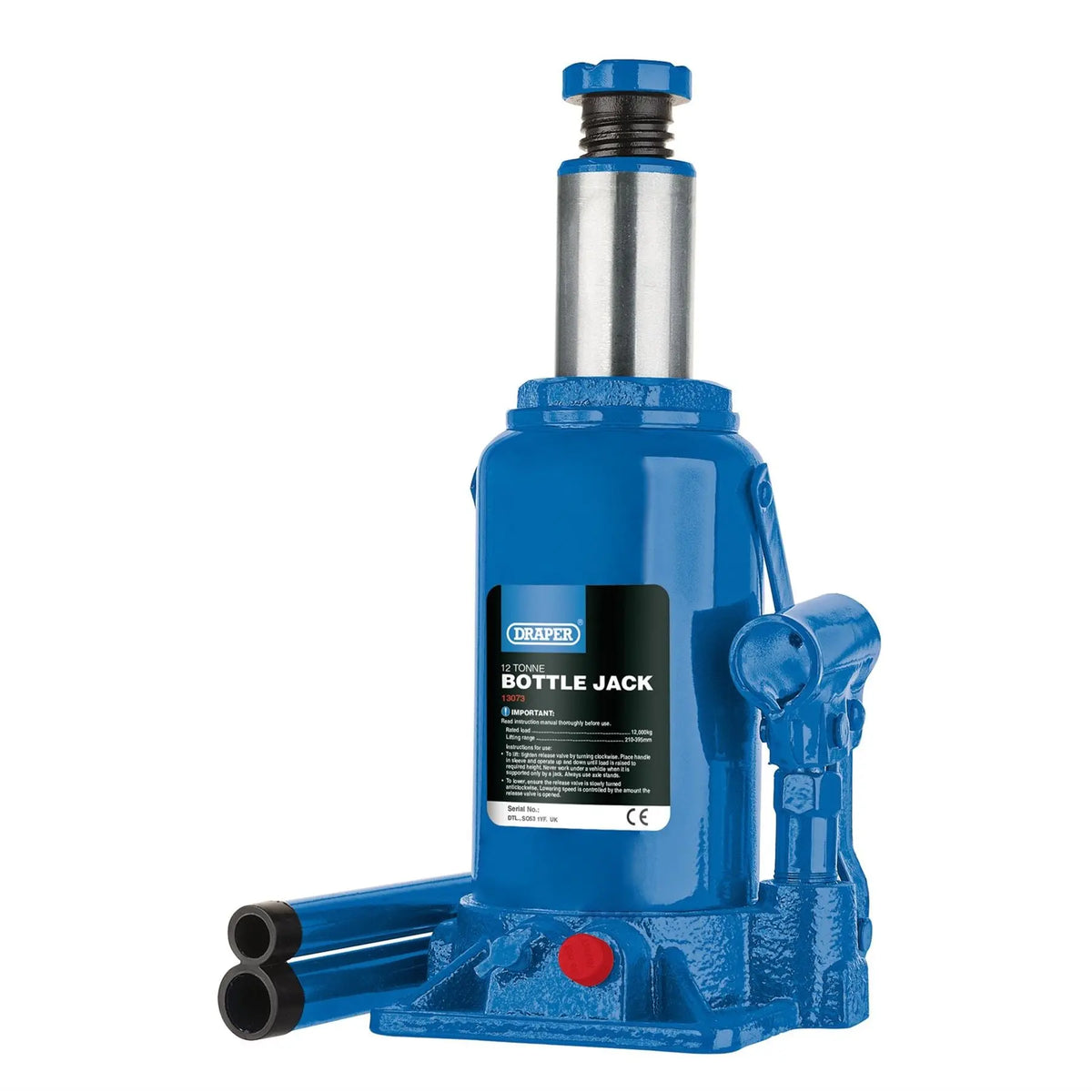 Draper Hydraulic Bottle Jack 12 Tonne 13073 White Rose Tools