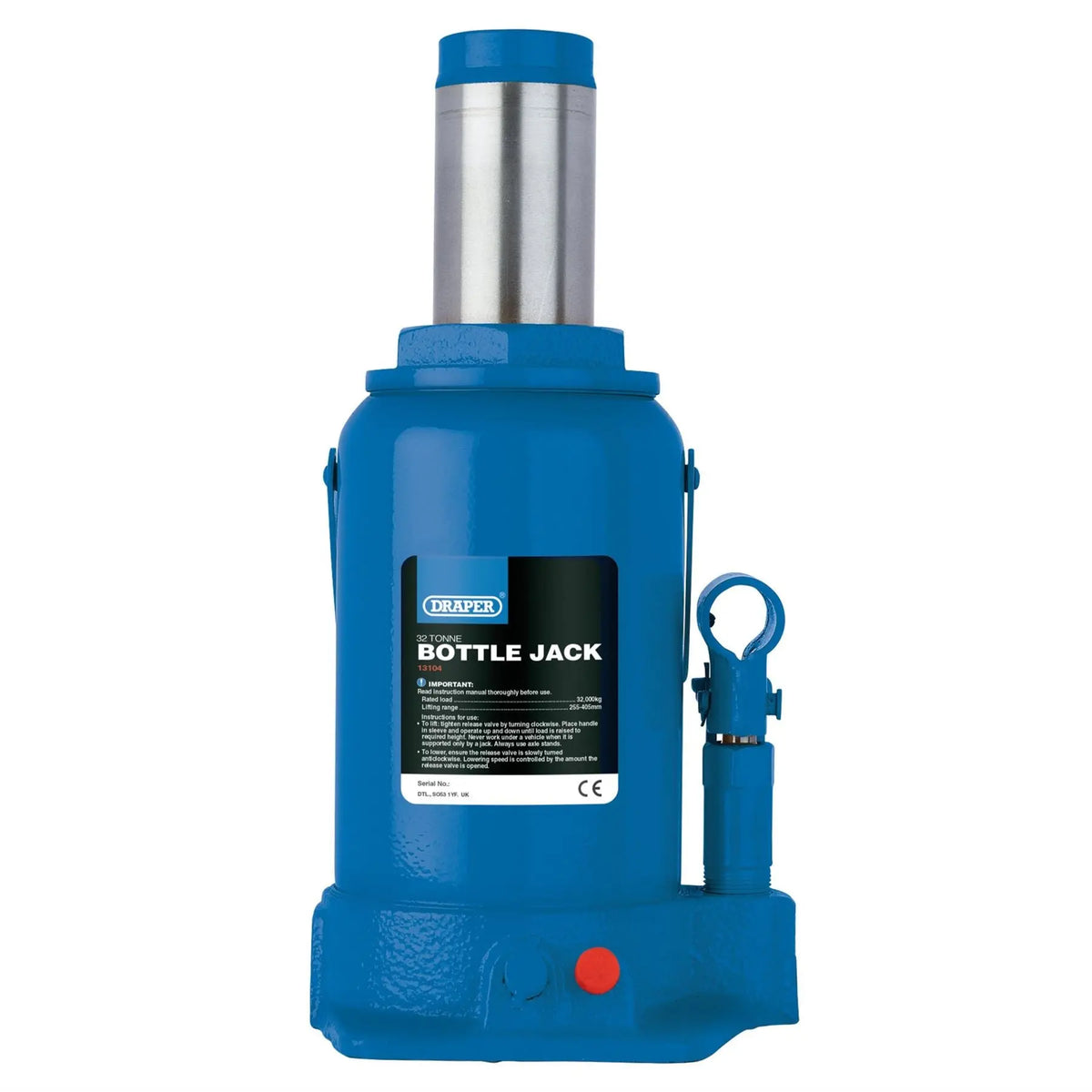Draper Hydraulic Bottle Jack 32 Tonne 13104 White Rose Tools