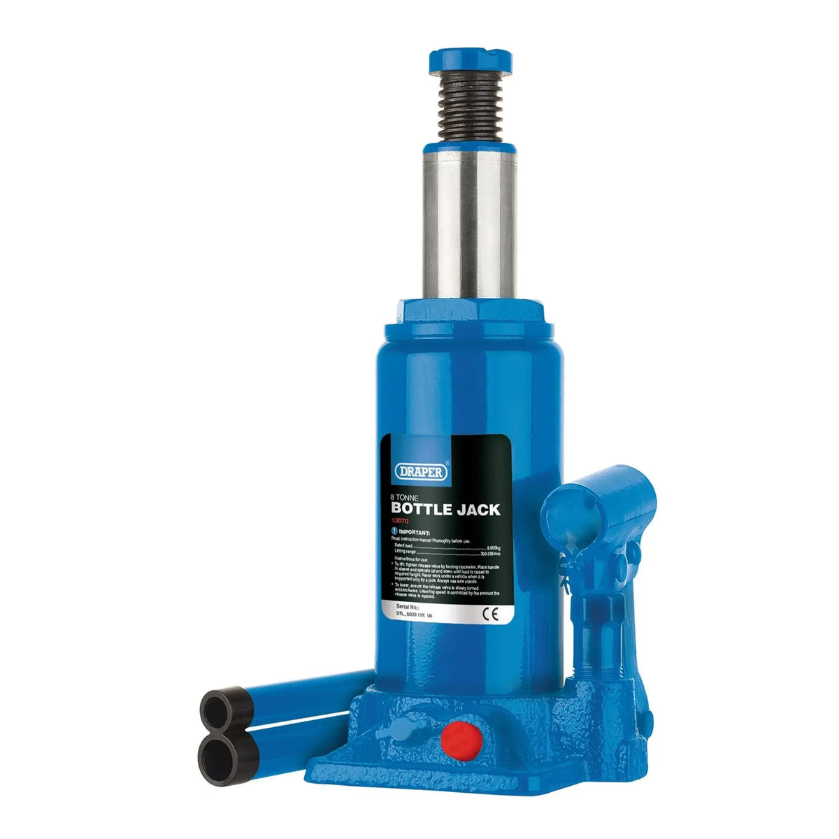 Draper Hydraulic Bottle Jack 8 Tonne 13070 White Rose Tools