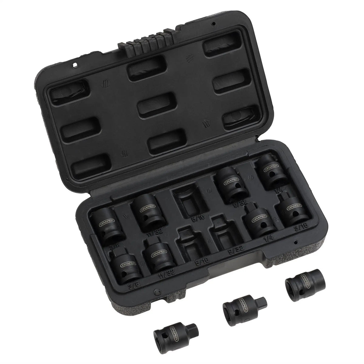 Draper Impact Pipe Plug Socket Set 3/8" Sq. Dr. (11 Piece) 28193 White Rose Tools