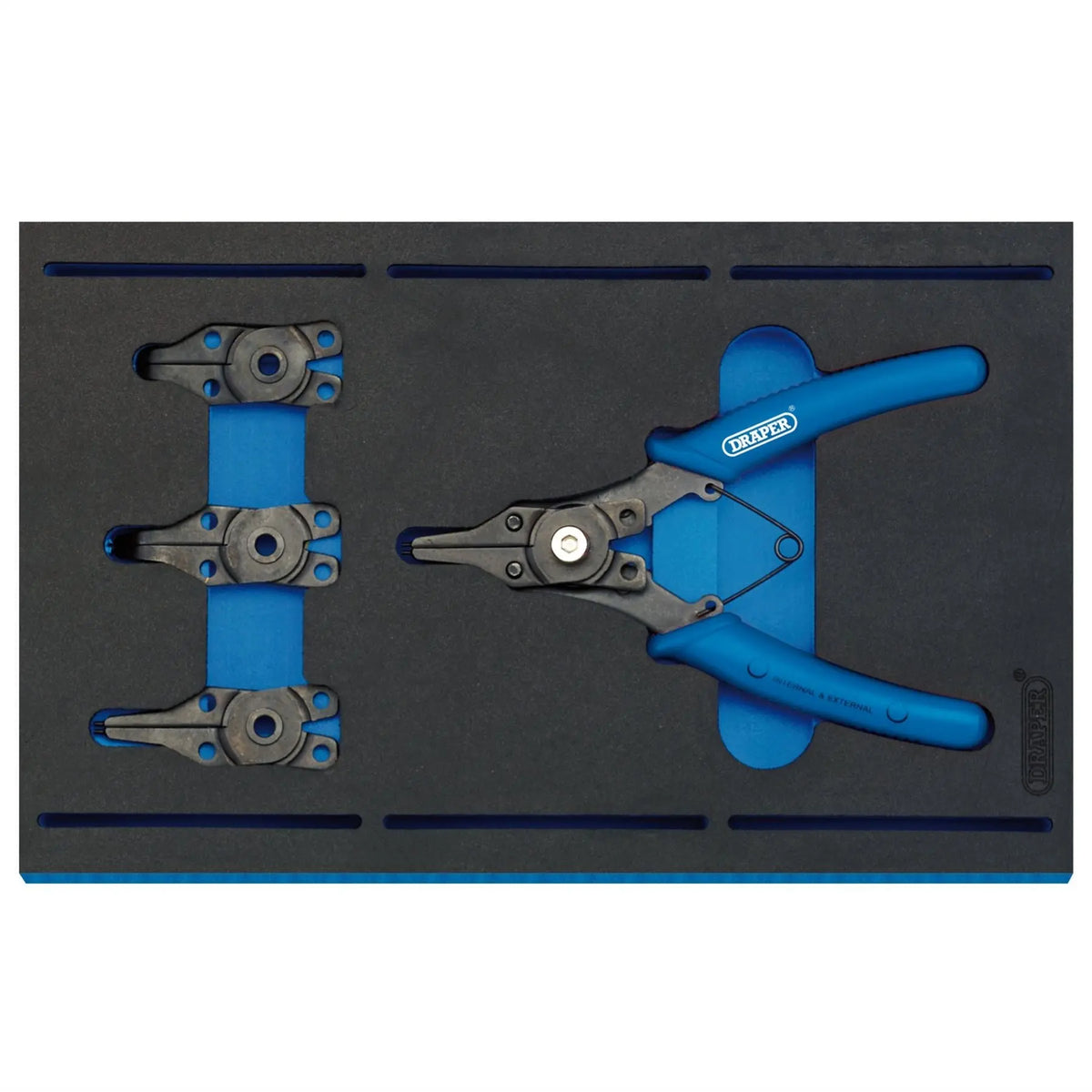 Draper Interchangeable Circlip Plier Set in 1/4 Drawer EVA Insert Tray (5 Piece) 63196 White Rose Tools