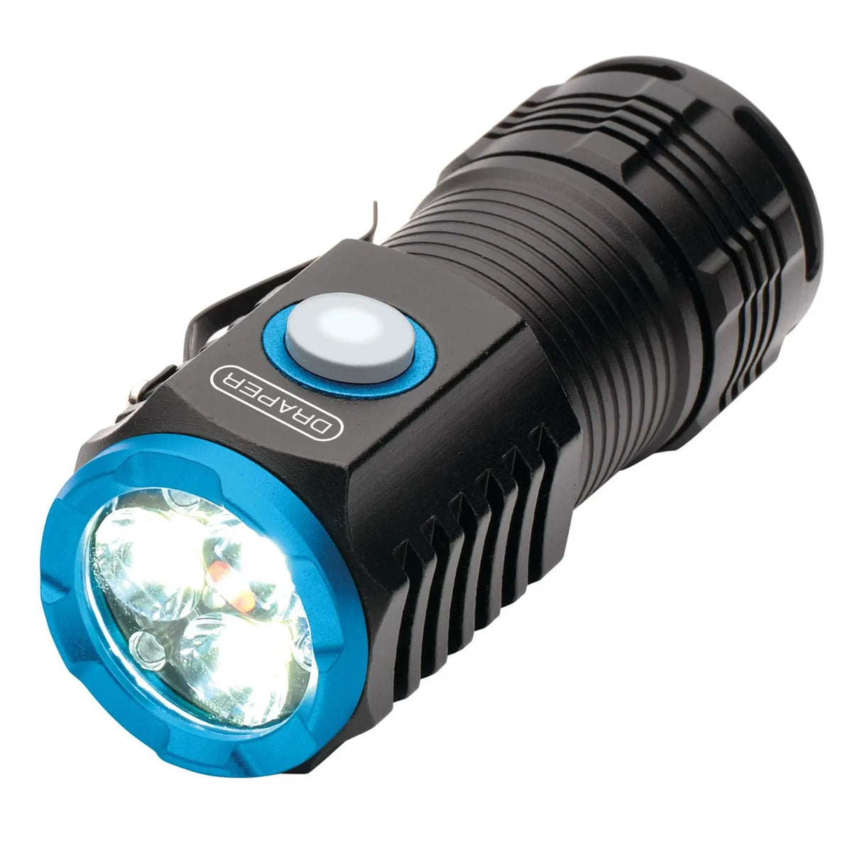 Draper LED Rechargeable Pocket Torch 3 x 8W 1800 Lumens USB-C Cable Supplied 24258 White Rose Tools