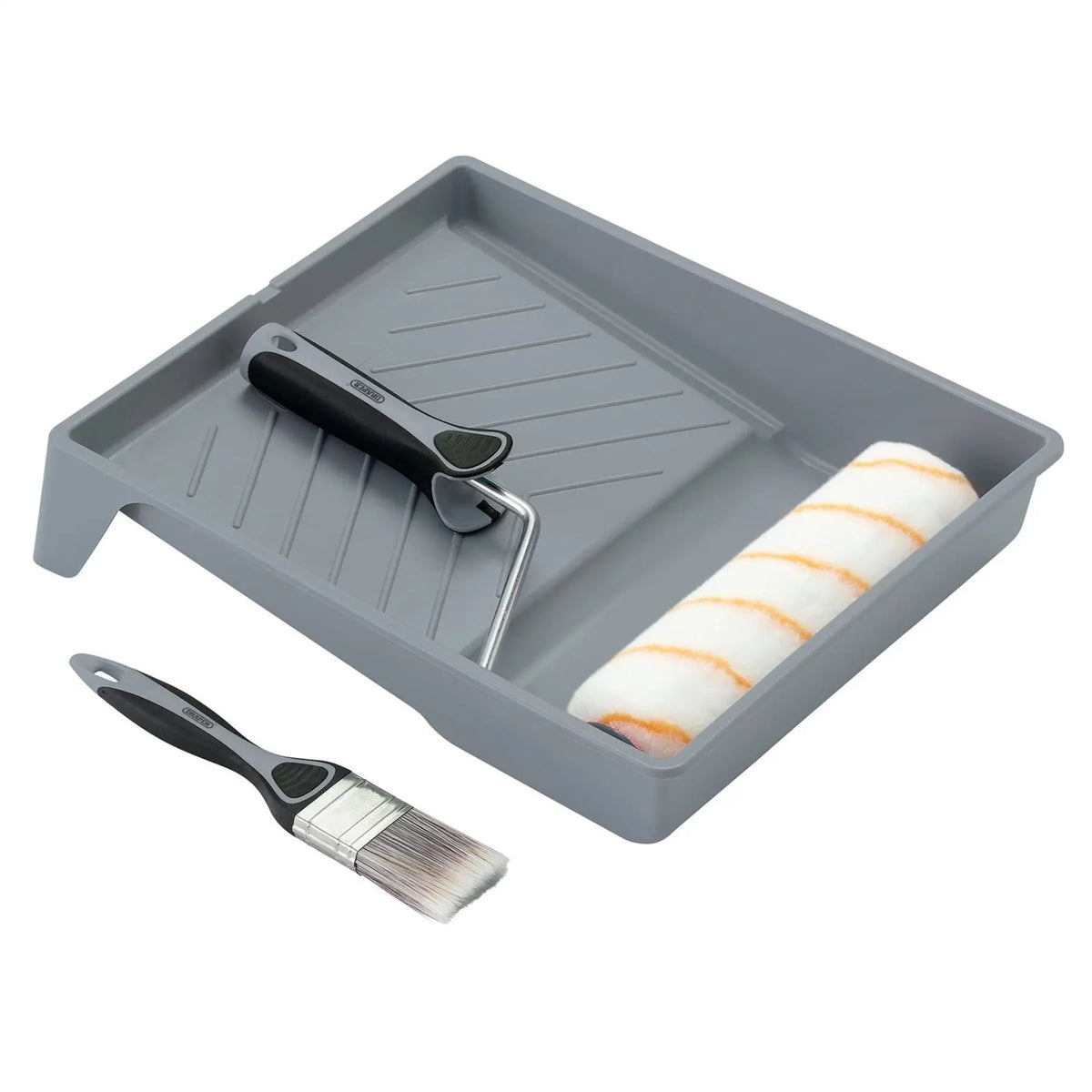 Draper Medium Pile Polyester Paint Roller and Brush Set with Soft Grip (4 Piece) 20947 White Rose Tools