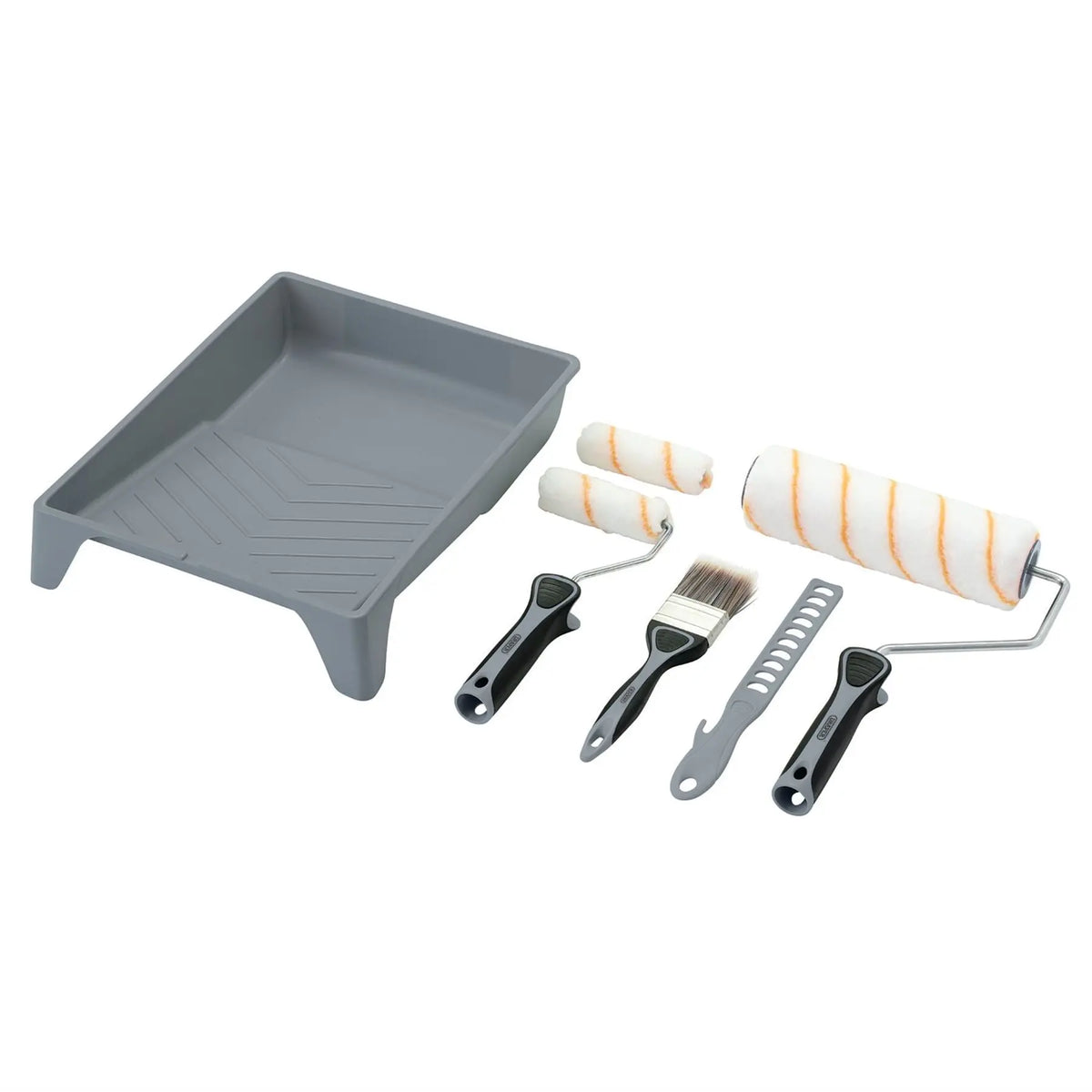 Draper Medium Pile Polyester Paint Roller and Brush Set with Soft Grip (8 Piece) 20787 White Rose Tools