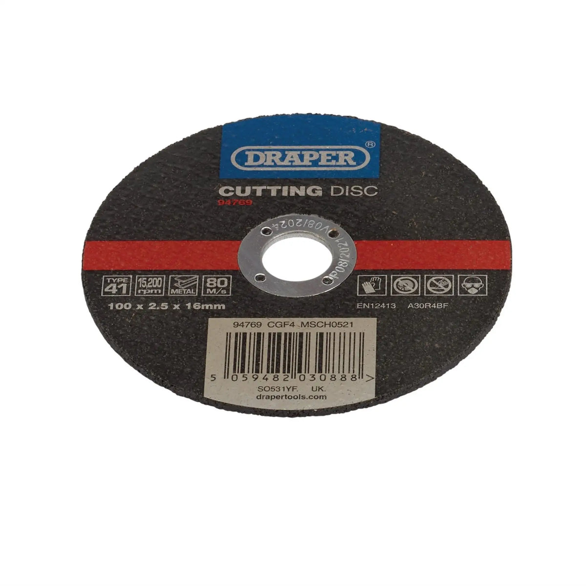 Draper Metal Cutting Disc 100 x 2.5 x 16mm 94769 White Rose Tools