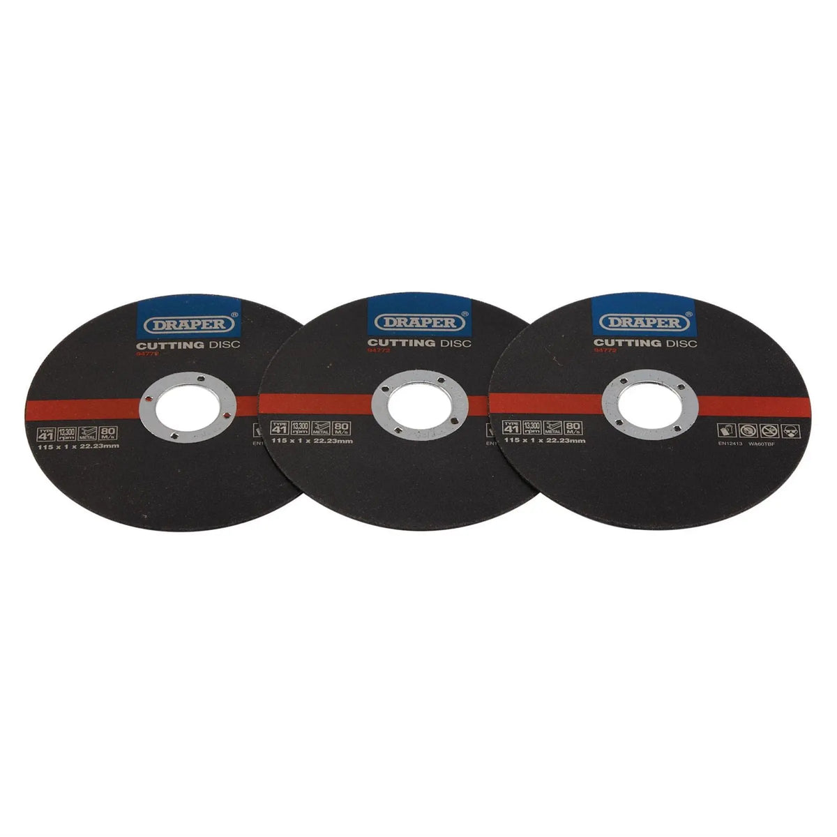 Draper Metal Cutting Discs 115 x 1 x 22.23mm (Pack of 100) 94772 White Rose Tools