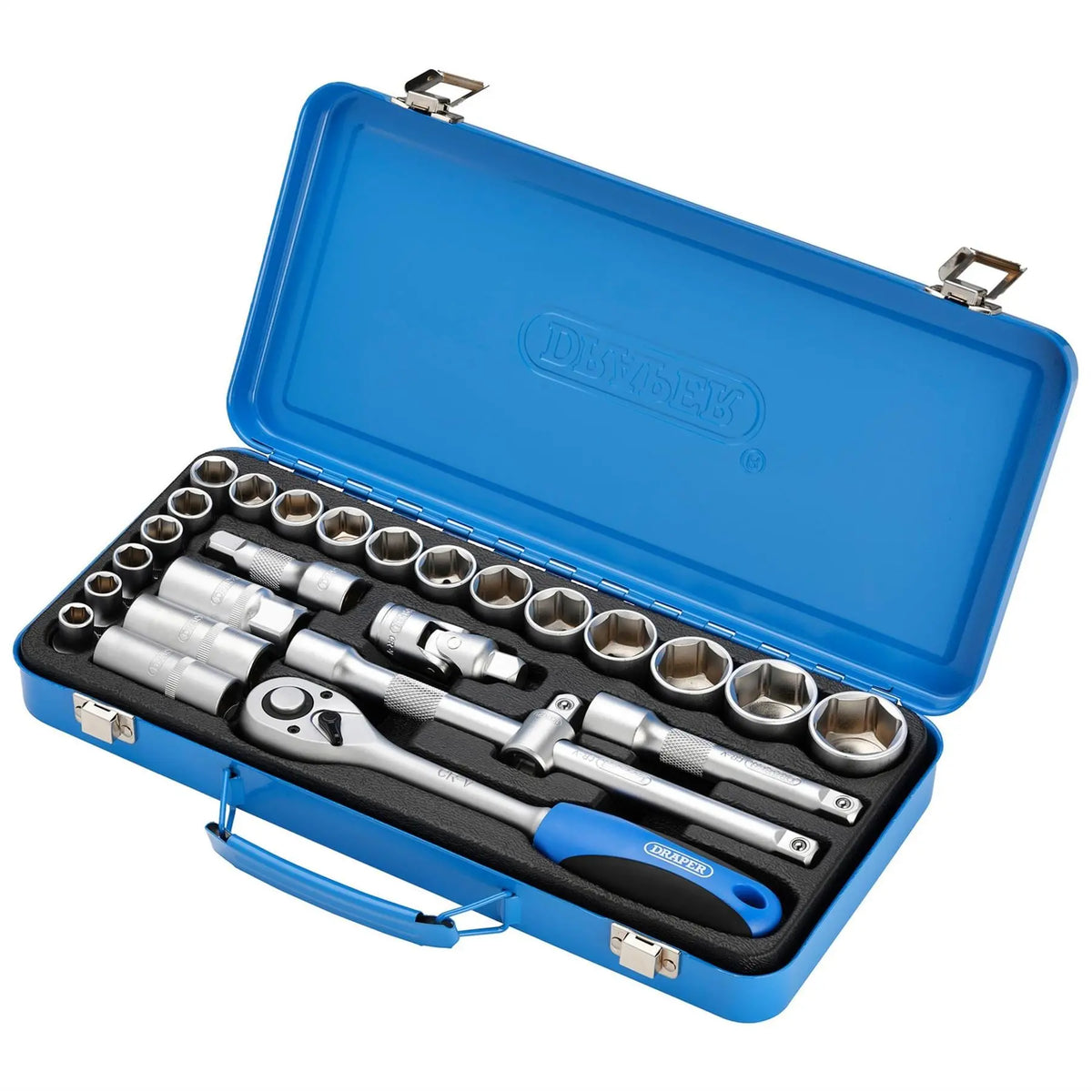 Draper Metric Socket Set 1/2" Sq. Dr. (26 Piece) 16368 White Rose Tools